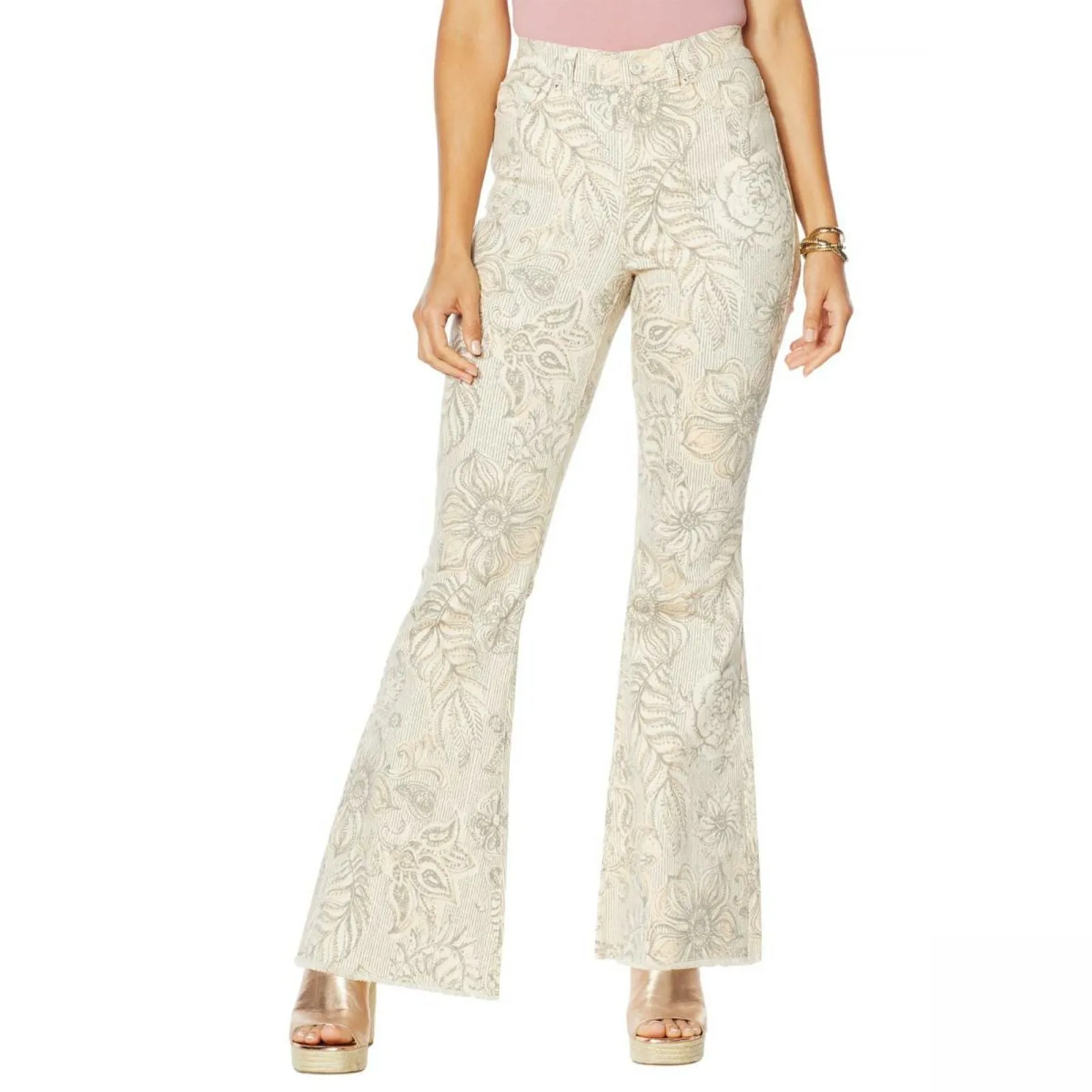 DG2 by Diane Gilman Petite Classic Stretch Printed Flare Jean
