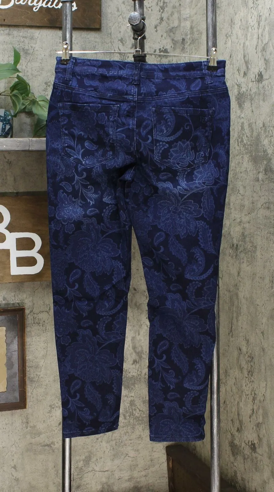 DG2 by Diane Gilman Women's Petite Virtual Stretch Paisley Print Skinny Jeans
