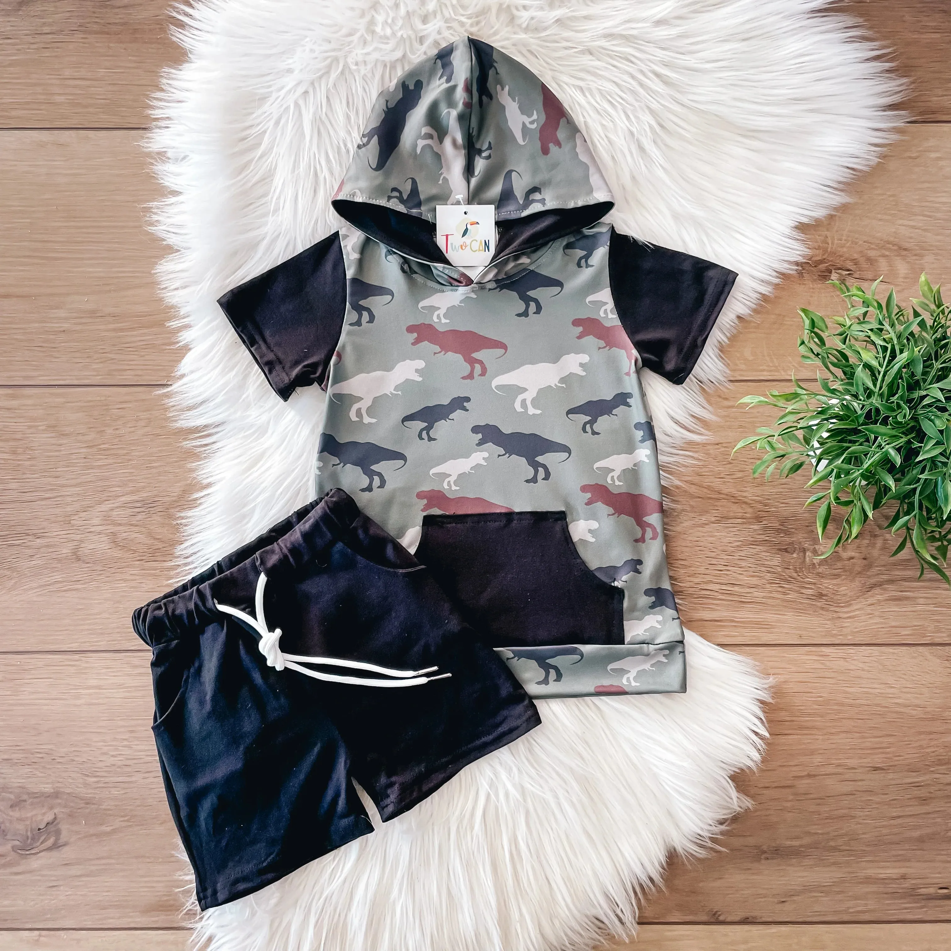 Dino Camo Boys Short Set