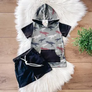 Dino Camo Boys Short Set