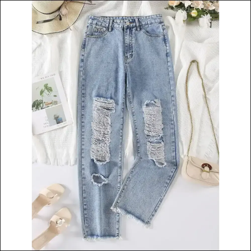 Distressed Raw Hem Jeans: Because Life's too Short for Boring Pants! 😂👖