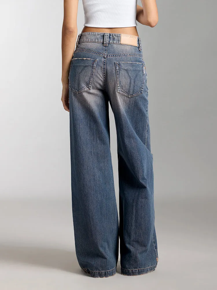 Distressed Wide Leg Jeans