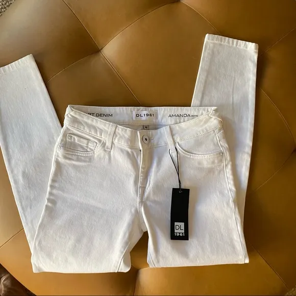 DL1961 Amanda Petite Smart Denim White Jeans Stretch Ankle Porcelain Sz 26 NWT