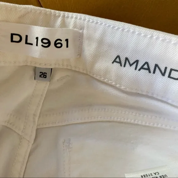 DL1961 Amanda Petite Smart Denim White Jeans Stretch Ankle Porcelain Sz 26 NWT