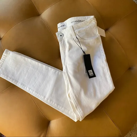 DL1961 Amanda Petite Smart Denim White Jeans Stretch Ankle Porcelain Sz 26 NWT