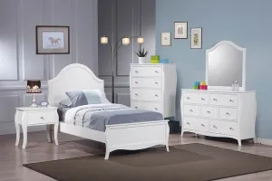 Dominique Twin 4PC Panel Bed Set White - SETT4P400561