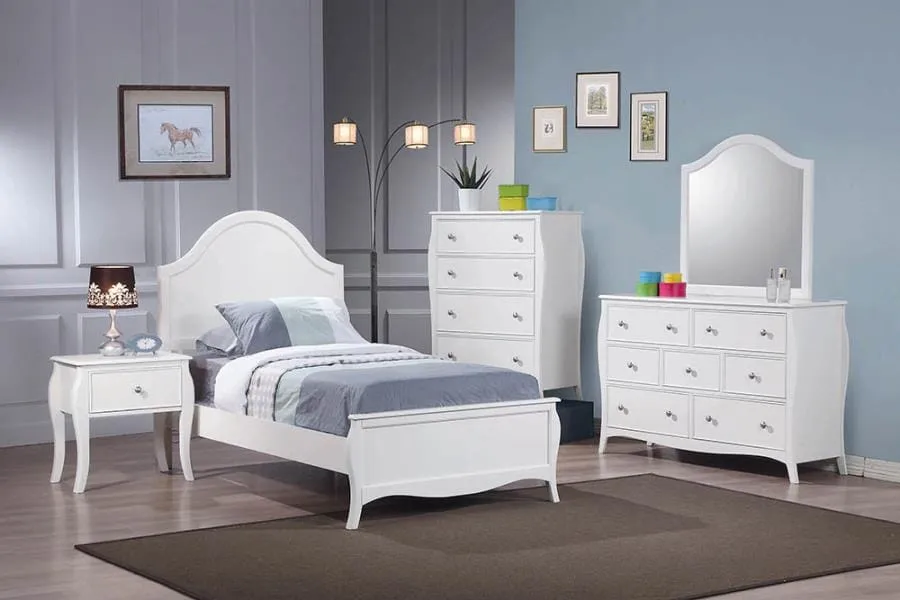 Dominique Twin 4PC Panel Bed Set White - SETT4P400561