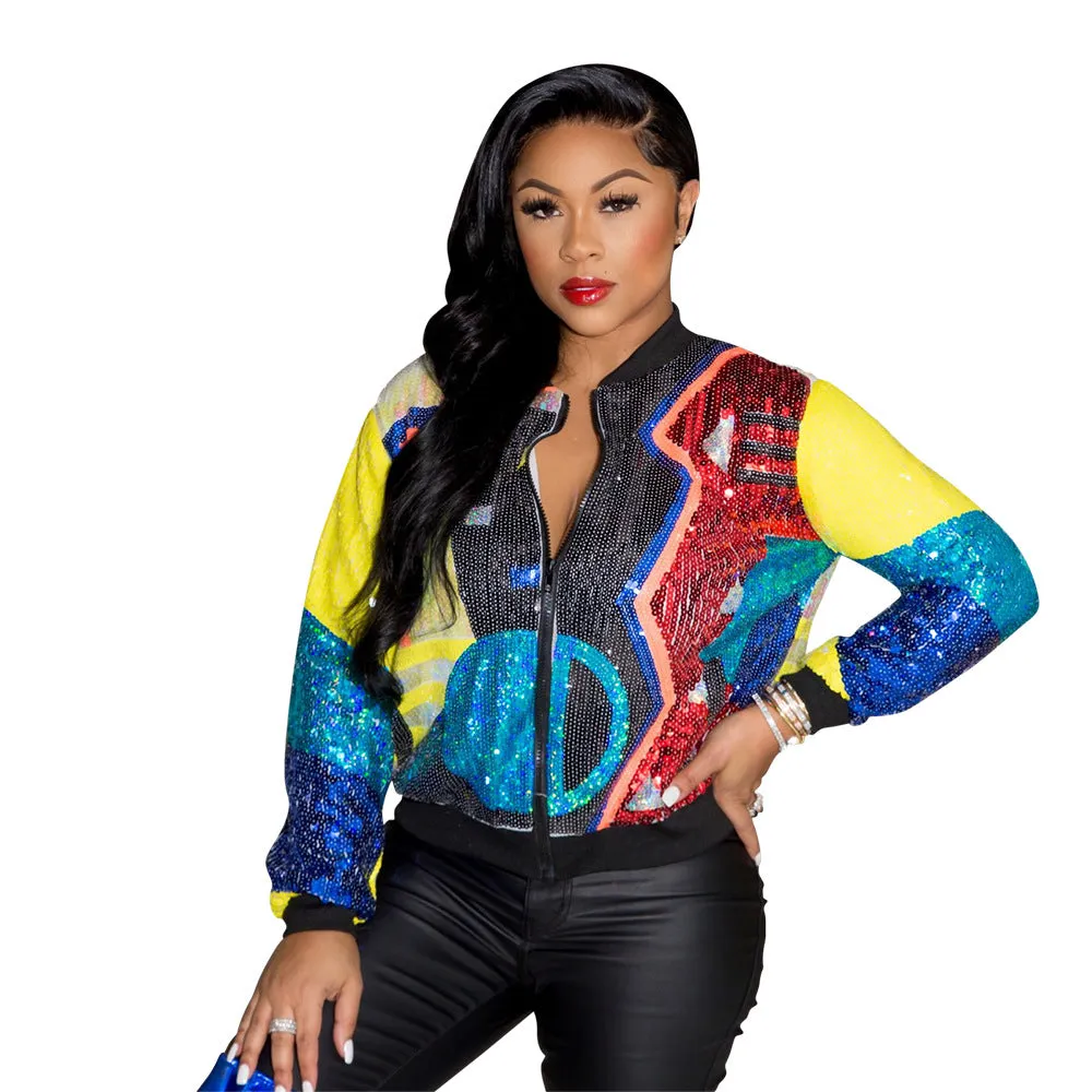 Elegant Long Sleeve Sequin-Embellished Top with Fitted Silhouette for Stylish Occasions