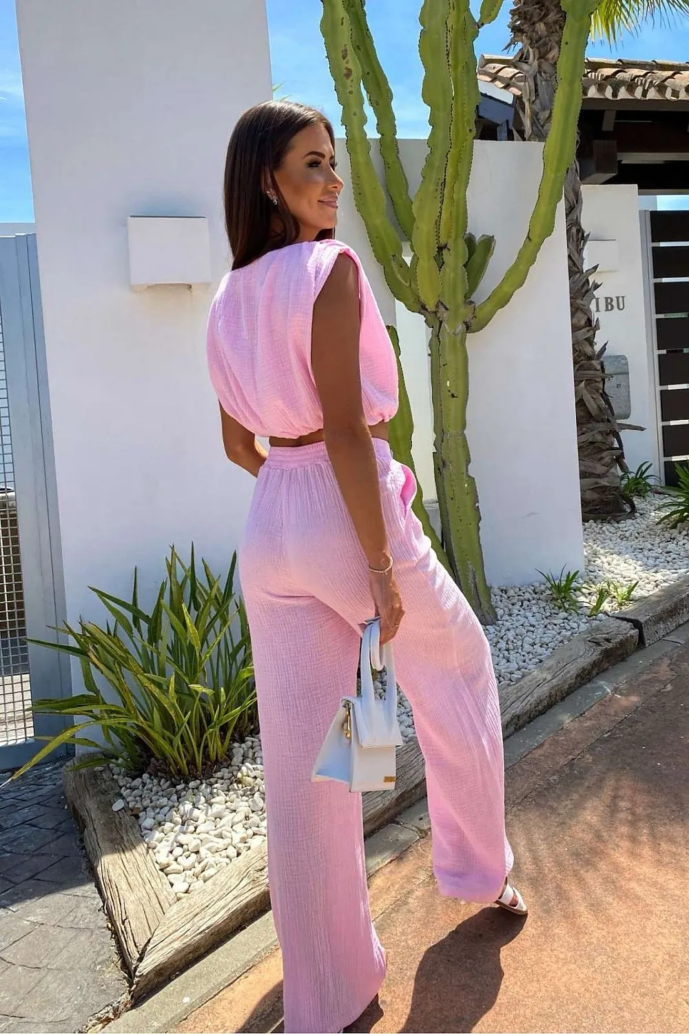 Elegant Muslin Blouse Trouser Set