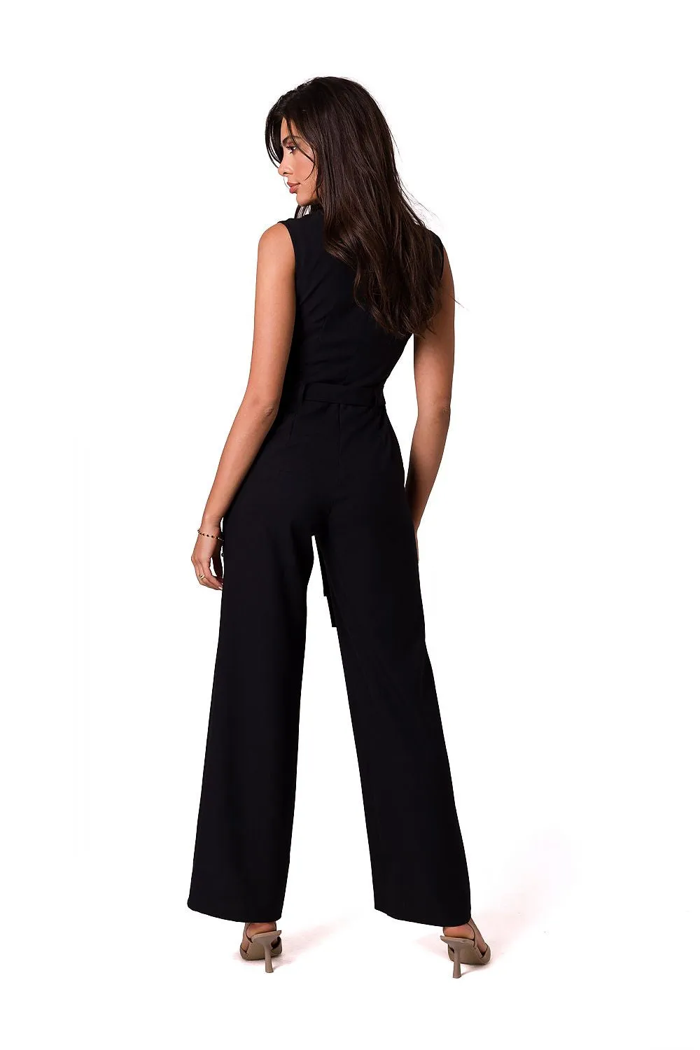 Elegant Sleeveless Tie-Belt Jumpsuit
