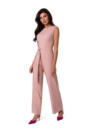 Elegant Sleeveless Tie-Belt Jumpsuit