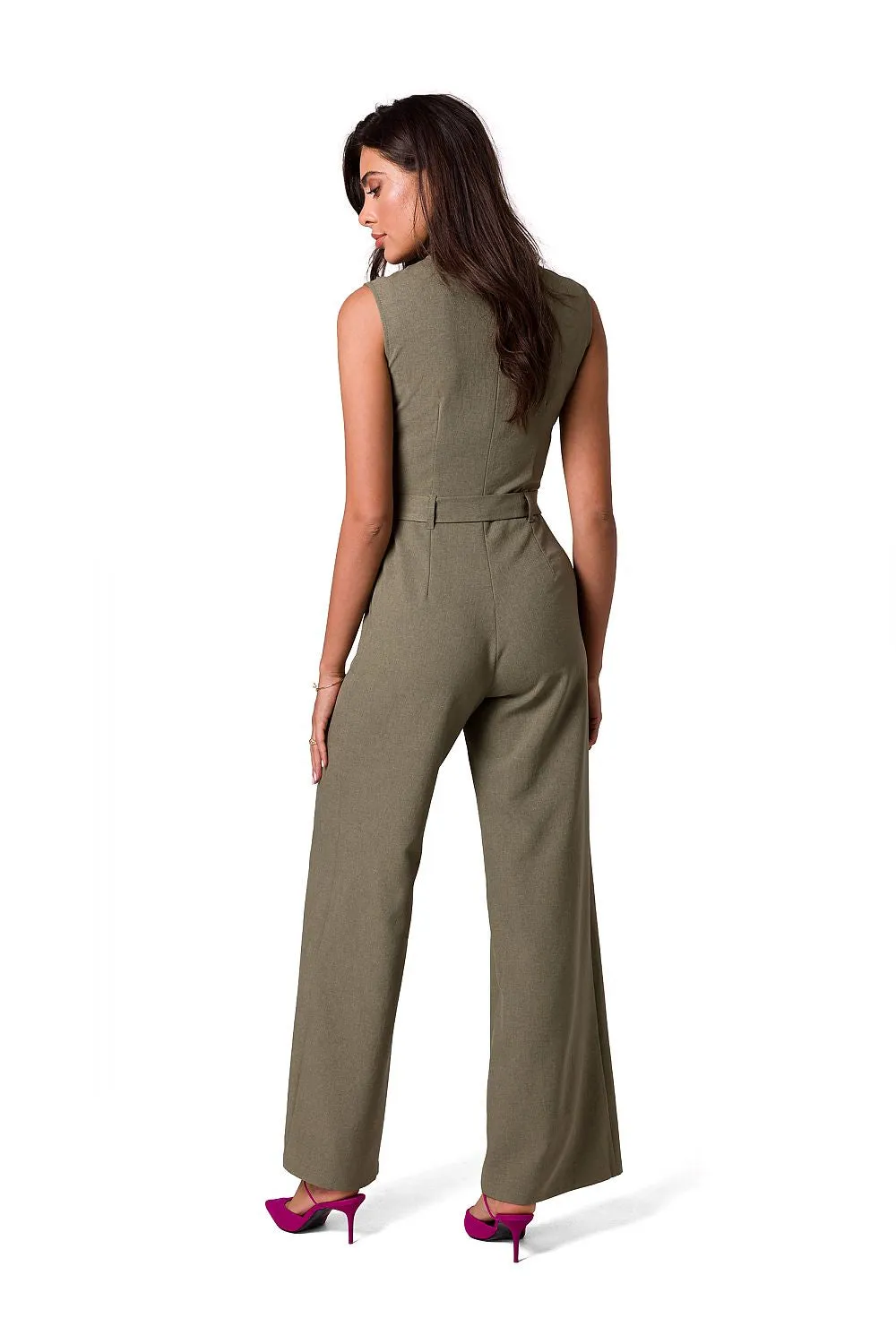 Elegant Sleeveless Tie-Belt Jumpsuit