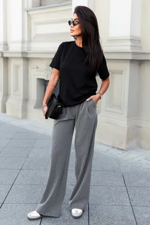 Elegant Striped High-Rise Trousers
