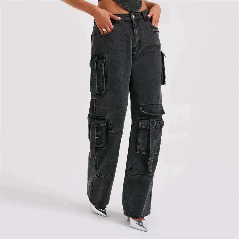 Elena | Cargo Jeans | Functional Fashion | Solid Denim