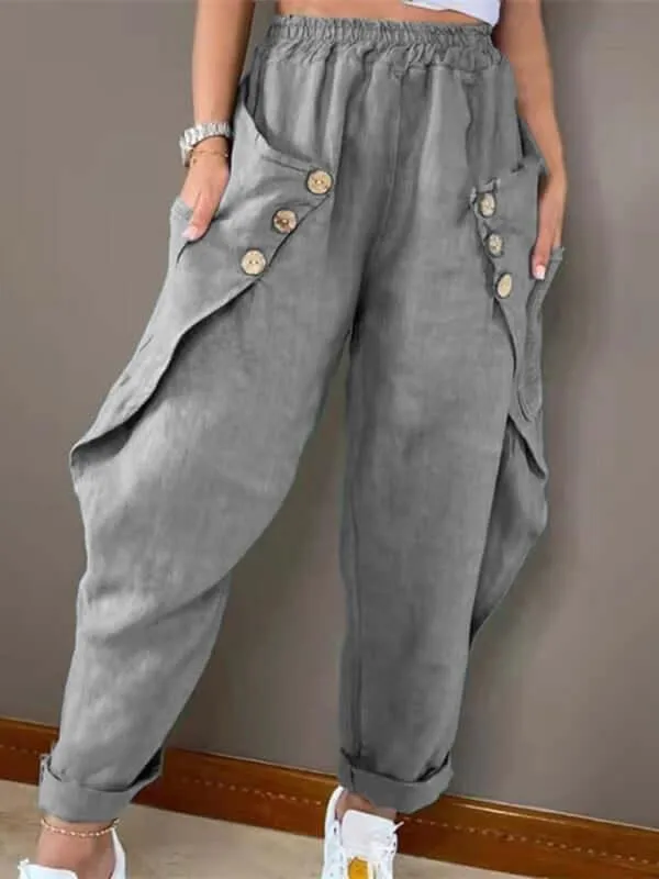 Elfreda - Large Pockets Cargo Pants