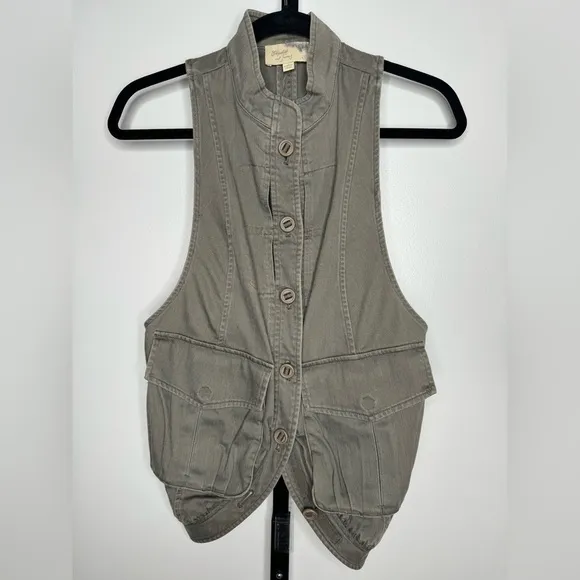 Elizabeth &amp; James Women's Olive Green Military Vest - Effortless Style