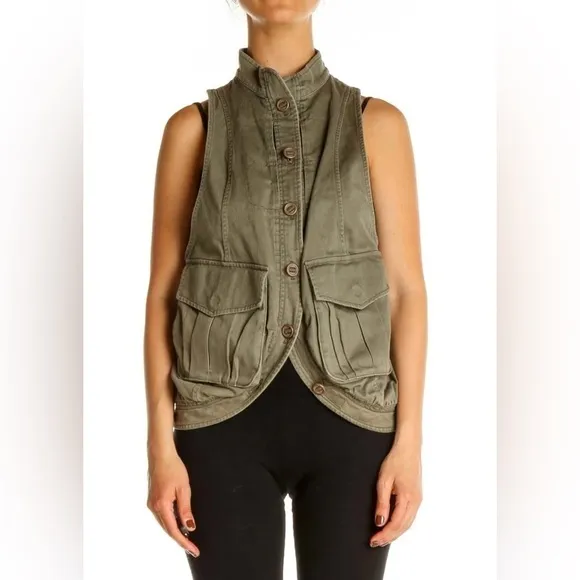 Elizabeth &amp; James Women's Olive Green Military Vest - Effortless Style