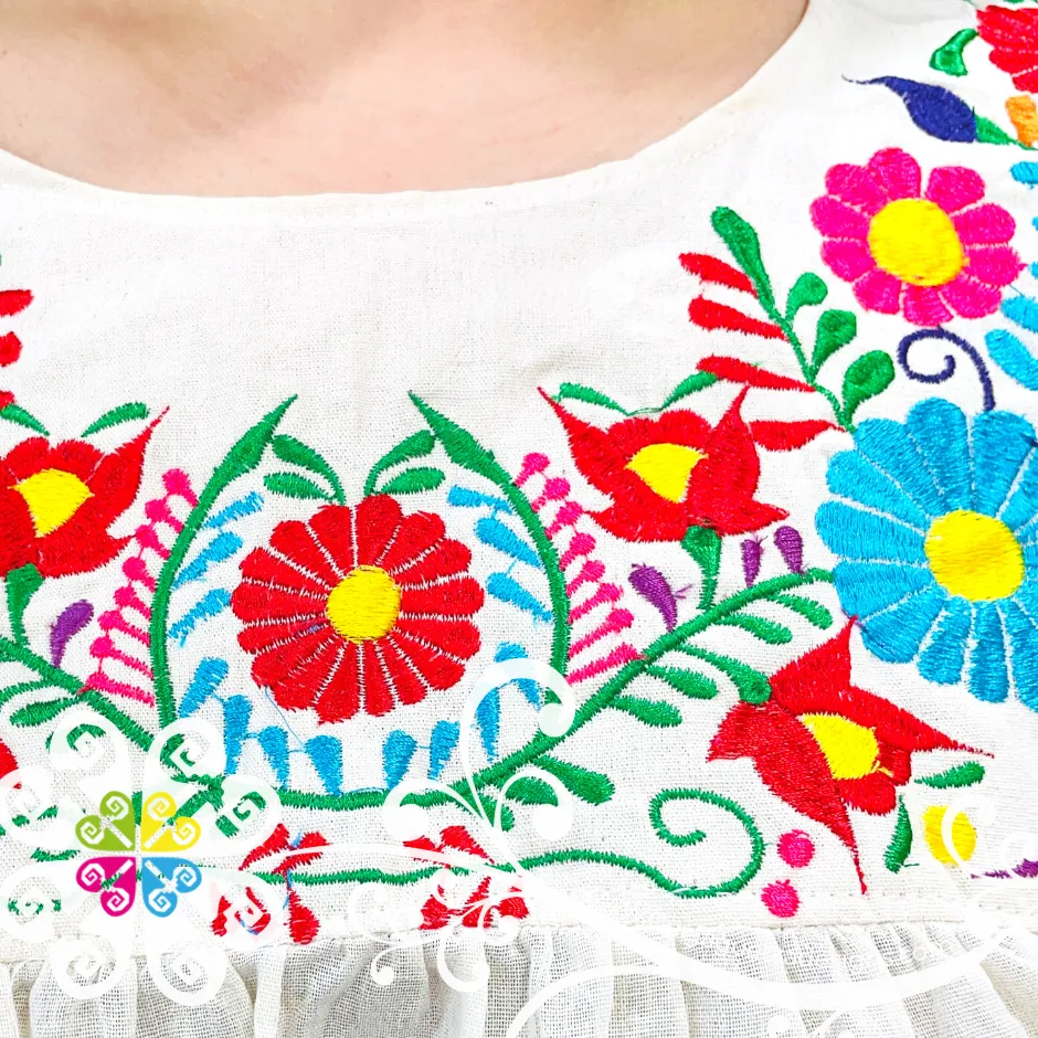 Embroider Plus Size Top - Short Flutter Sleeve