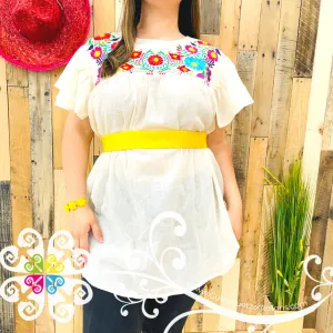 Embroider Plus Size Top - Short Flutter Sleeve