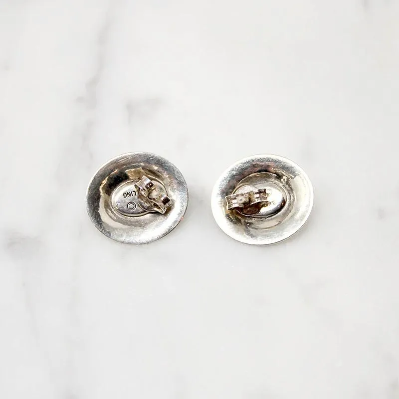 Engraved Sterling Concho Studs with Turquoise