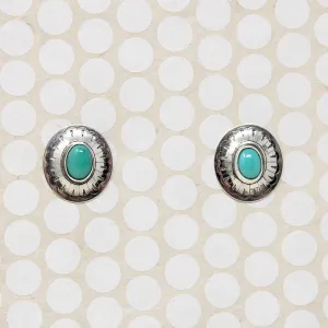 Engraved Sterling Concho Studs with Turquoise