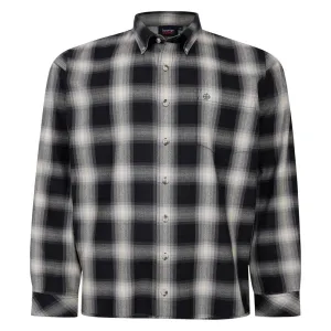 Espionage Long Sleeve Check Shirt For Men in Black/Grey, 2XL-8XL
