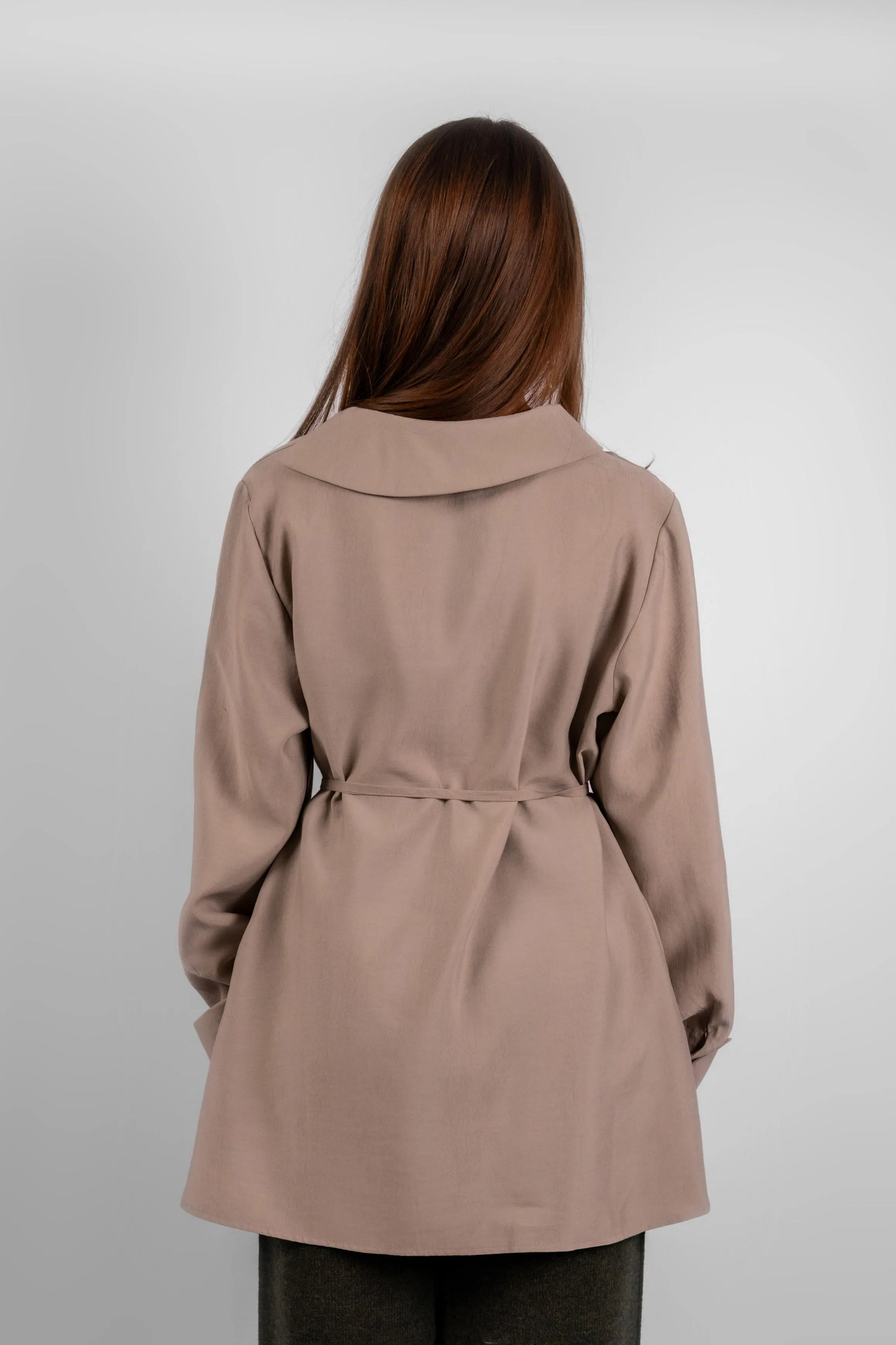 Exclusive Asymmetric Blouse - Taupe
