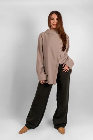 Exclusive Asymmetric Blouse - Taupe