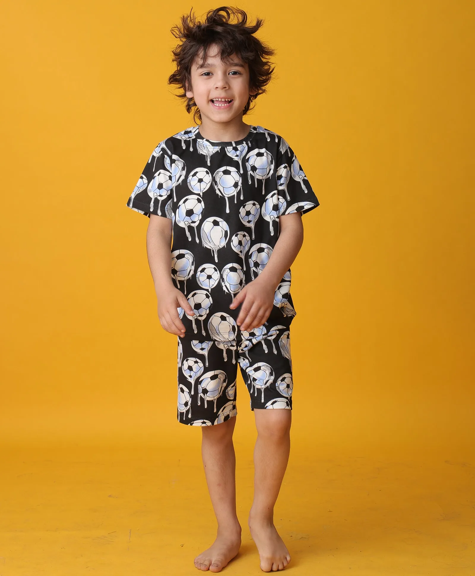 FOOTBALL MELT SLEEPWEAR SHORT SET - WHITE