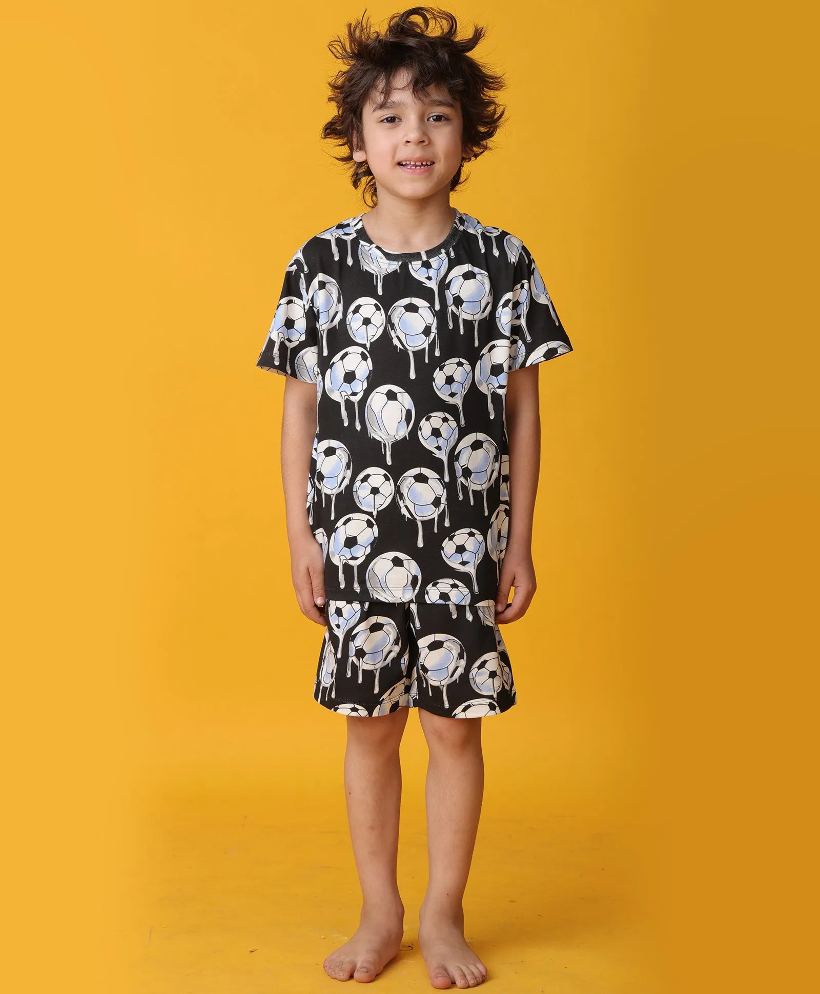 FOOTBALL MELT SLEEPWEAR SHORT SET - WHITE