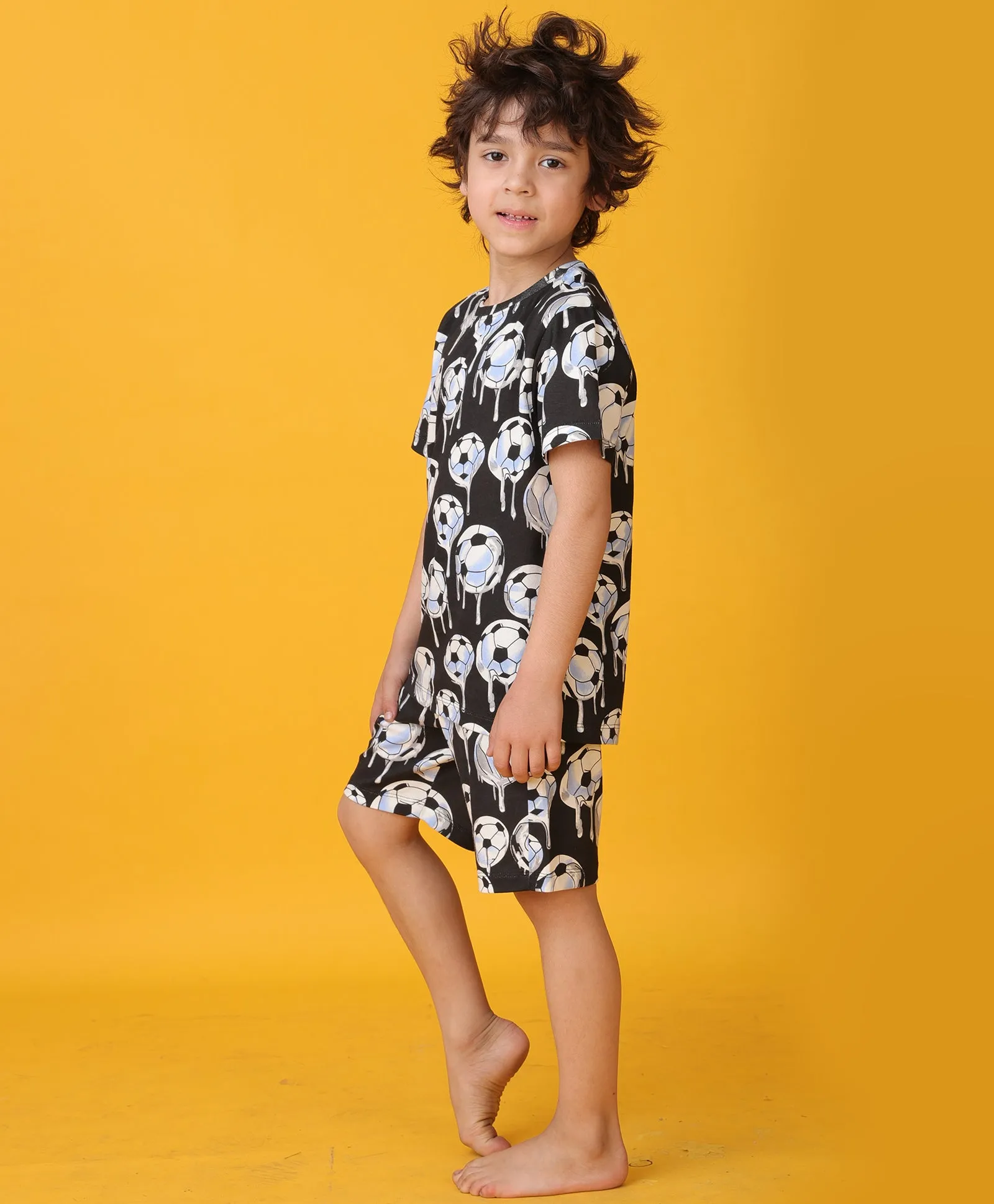 FOOTBALL MELT SLEEPWEAR SHORT SET - WHITE