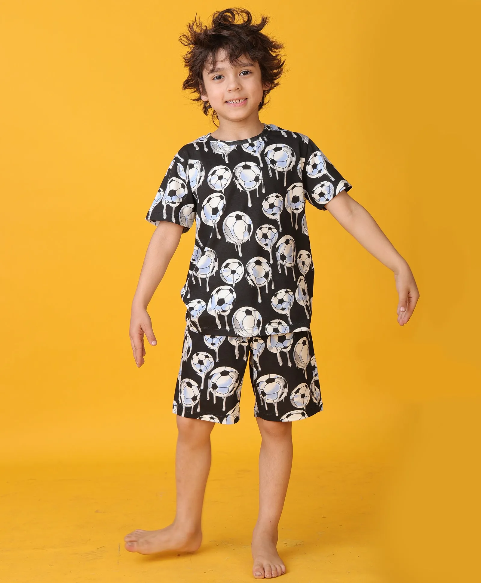 FOOTBALL MELT SLEEPWEAR SHORT SET - WHITE
