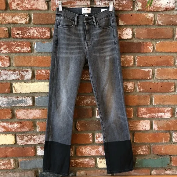 FRAME Denim Le High Straight Coated Hem Jeans