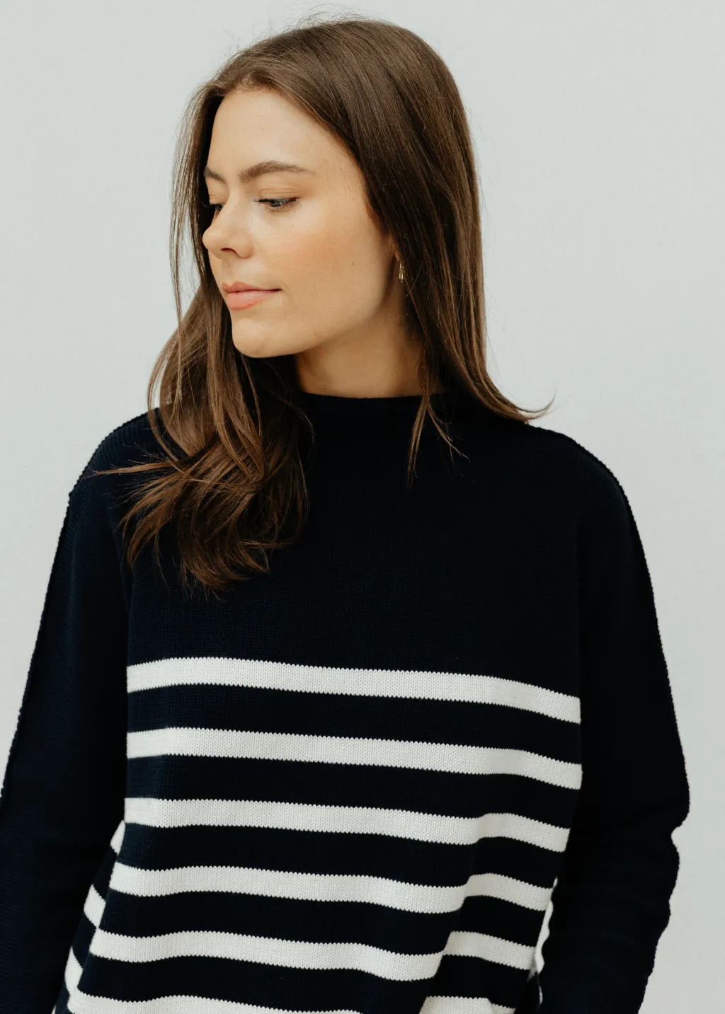 Frank & Eileen Monterey Sweater in Navy with Ivory Stripe