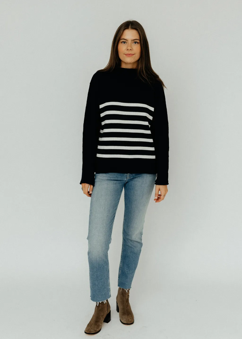 Frank & Eileen Monterey Sweater in Navy with Ivory Stripe