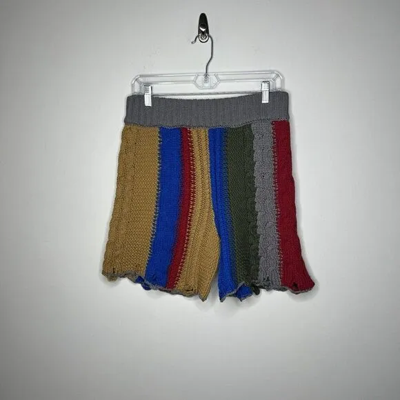 Free People Shorts Womens Medium Knit Sweater Shorts Pull On Colorful Boho Retro