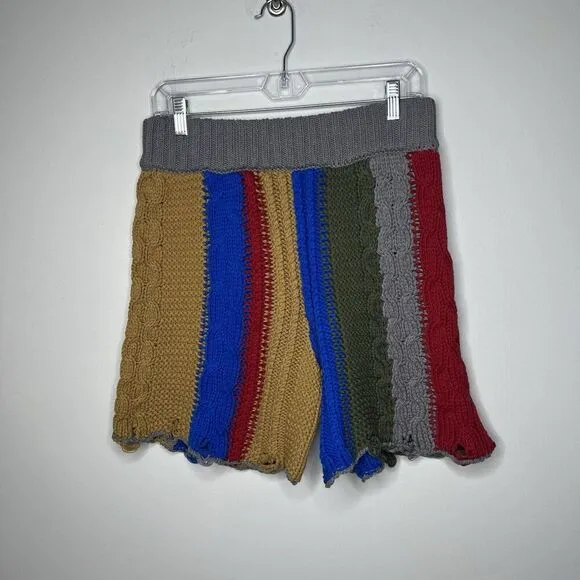 Free People Shorts Womens Medium Knit Sweater Shorts Pull On Colorful Boho Retro
