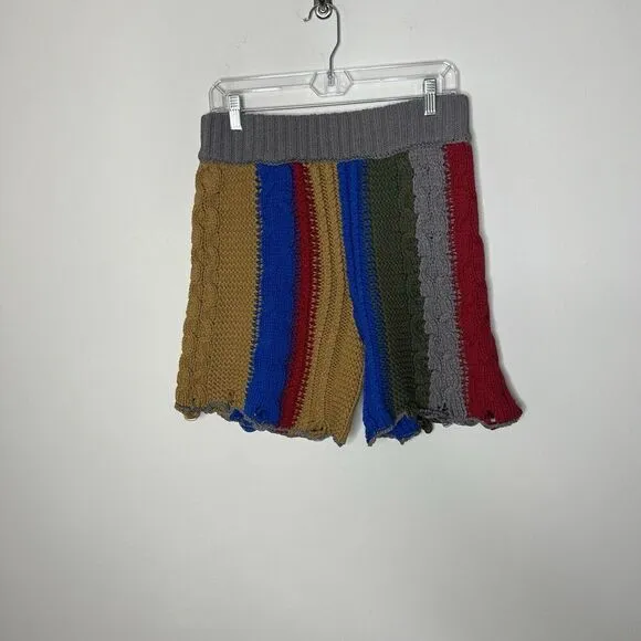 Free People Shorts Womens Medium Knit Sweater Shorts Pull On Colorful Boho Retro