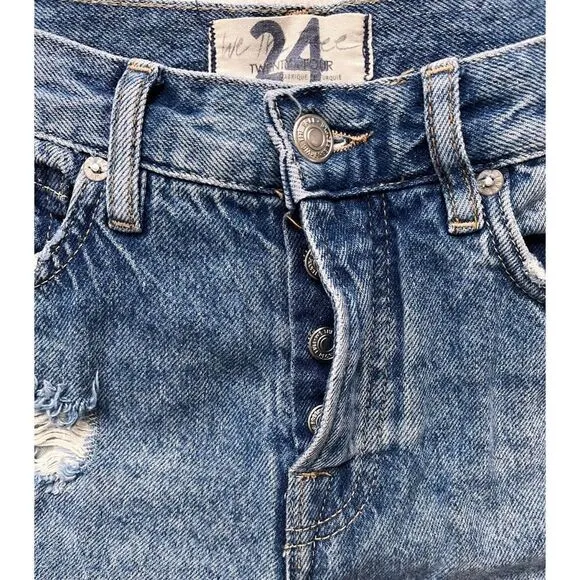 Free People We The Free Bren Boyfriend High Rise Baggy Distressed Jeans, Size 24