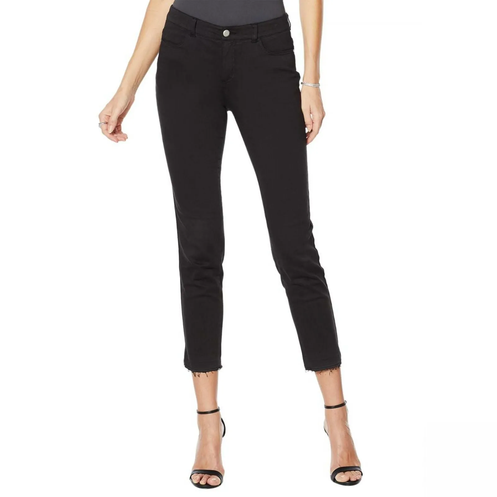 G by Giuliana Women's Downtown Denim Release Hem Colored Jeans Black 4