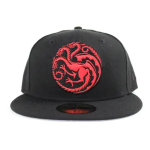 Game of Thrones House Targaryen Dragon New Era 59Fifty Fitted Hat (Black Gray Under Brim)