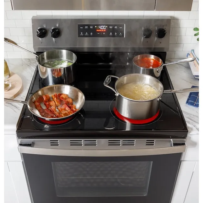 GE 30 in. 4 Burner Element Smart Free-Standing Electric Range in Black - new