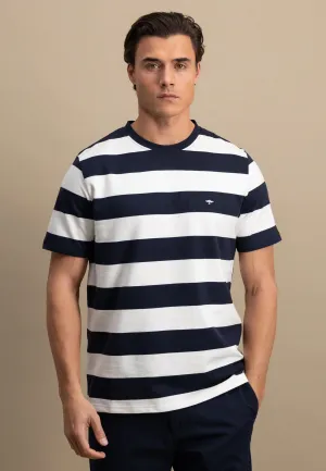 gestreiftes T-Shirt mit farbigem Logodetail