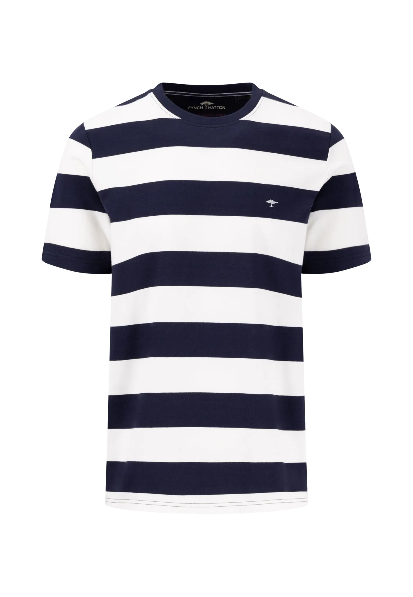 gestreiftes T-Shirt mit farbigem Logodetail