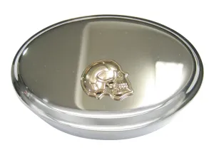 Gold Toned Large Anatomy Skull Oval Trinket Jewelry Box