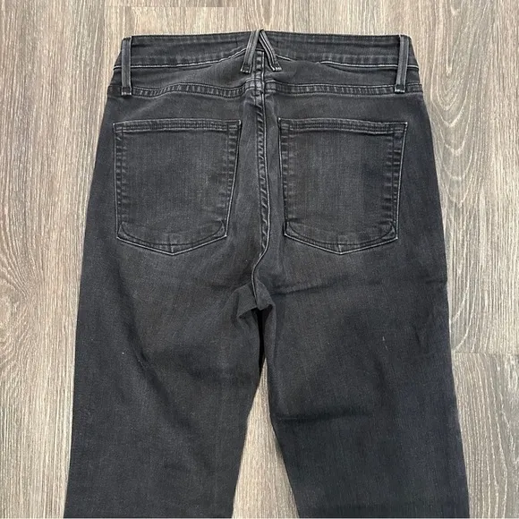 Good American Women’s High Rise Black Skinny Jeans Bow Details on Ankle sz 6/28