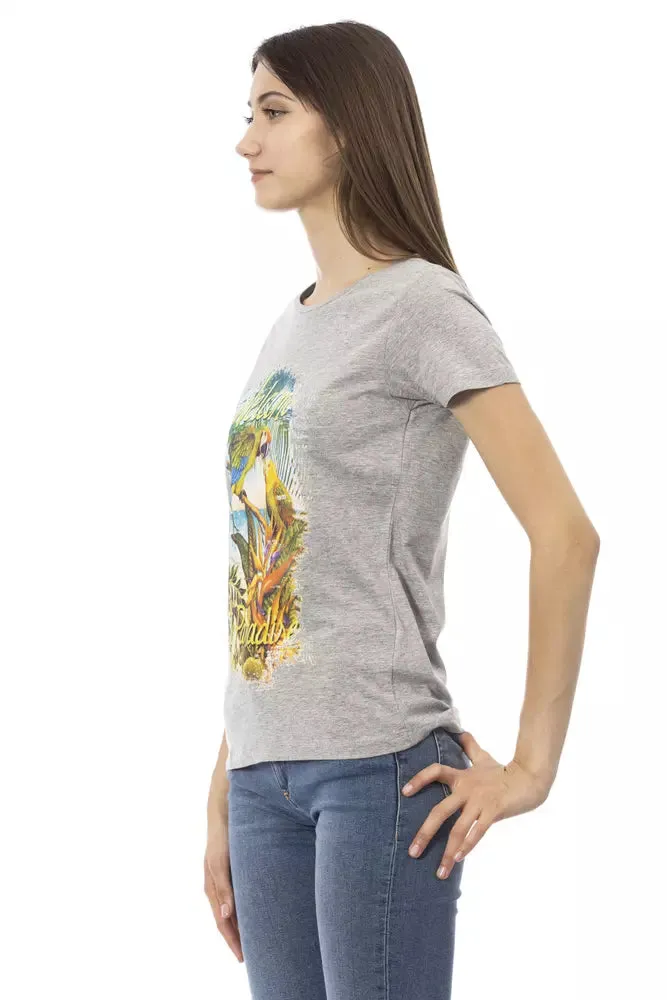 Gray Cotton Women T-Shirt