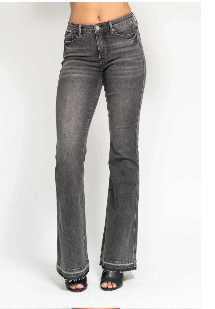 Gray Release Hem Flare Jeans by Judy Blue