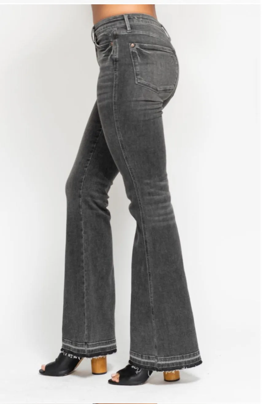 Gray Release Hem Flare Jeans by Judy Blue