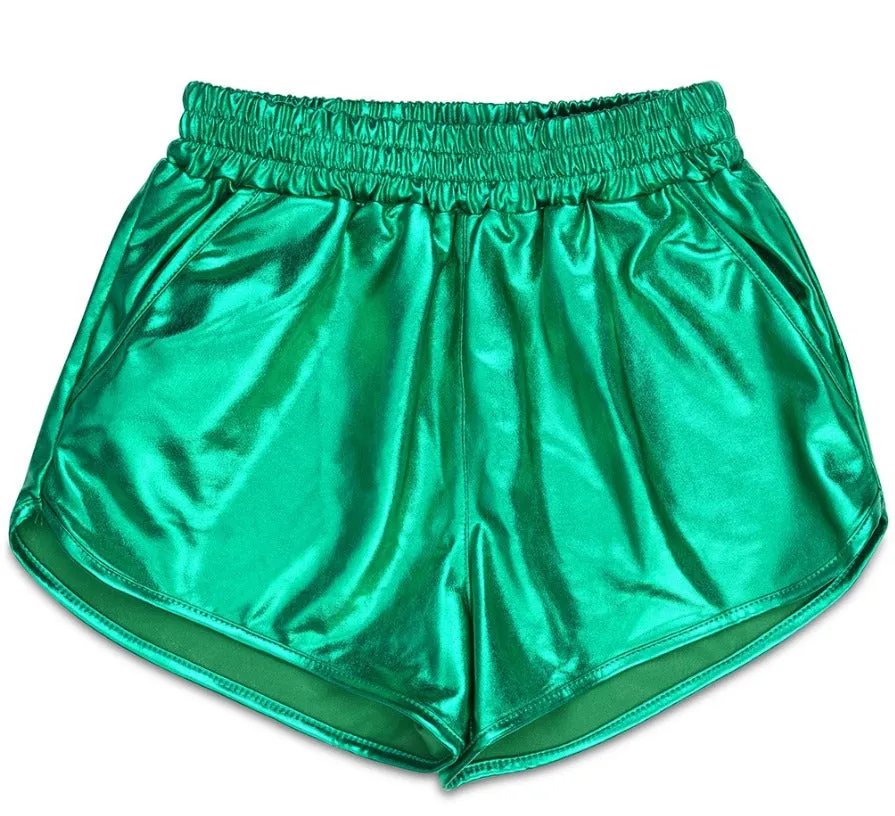Green Metallic Shorts
